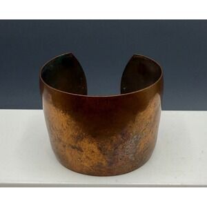 Vintage Wide Copper Cuff Bracelet Tapered Statement Brutalist Bangle 2.75"